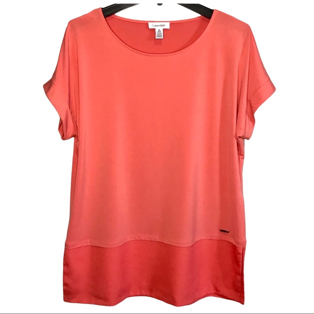 Calvin Klein Short Sleeve Crew neck Blouse Tunic Shirt Top
